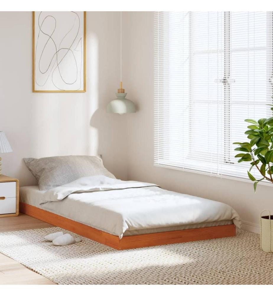 Cadre de lit sans matelas cire marron 90x190 cm bois pin massif