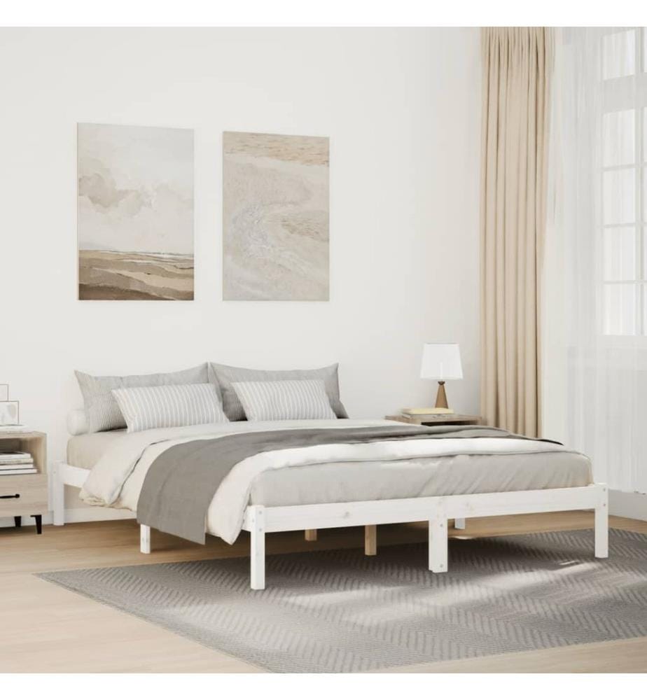 Cadre de lit extra long sans matelas 140x210 cm bois massif pin