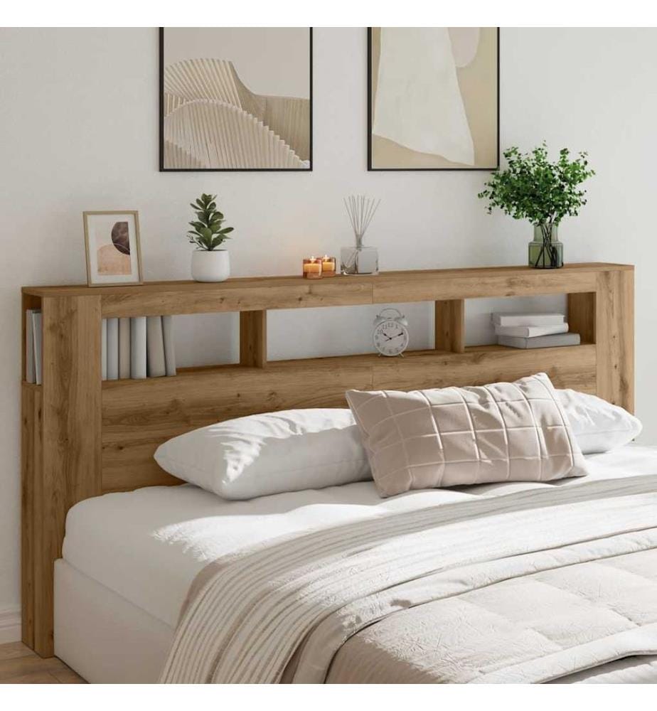 LED-Kopfteil Artisan-Eiche 220x18,5x103,5 cm Holzwerkstoff