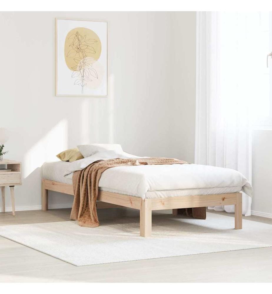 Cadre de lit sans matelas 80x200 cm bois massif de pin