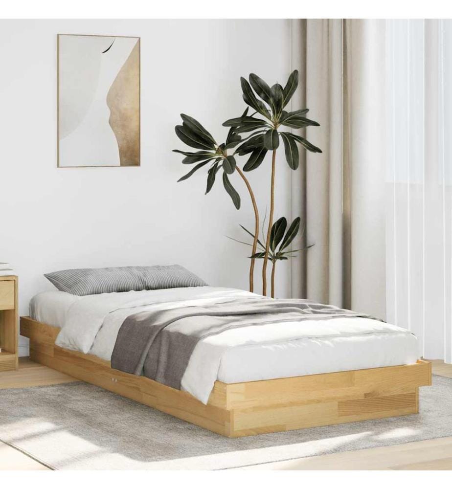 Cadre de lit sans matelas 80x200 cm bois massif de chêne