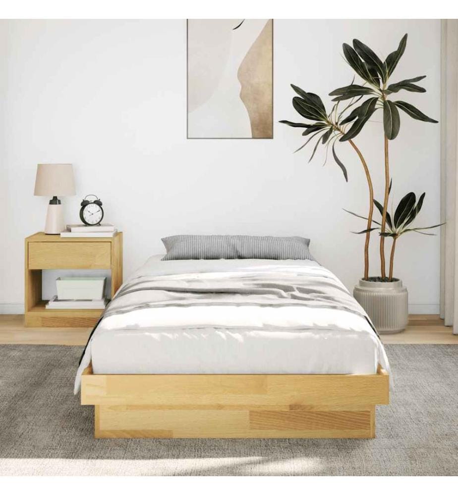 Cadre de lit sans matelas 80x200 cm bois massif de chêne