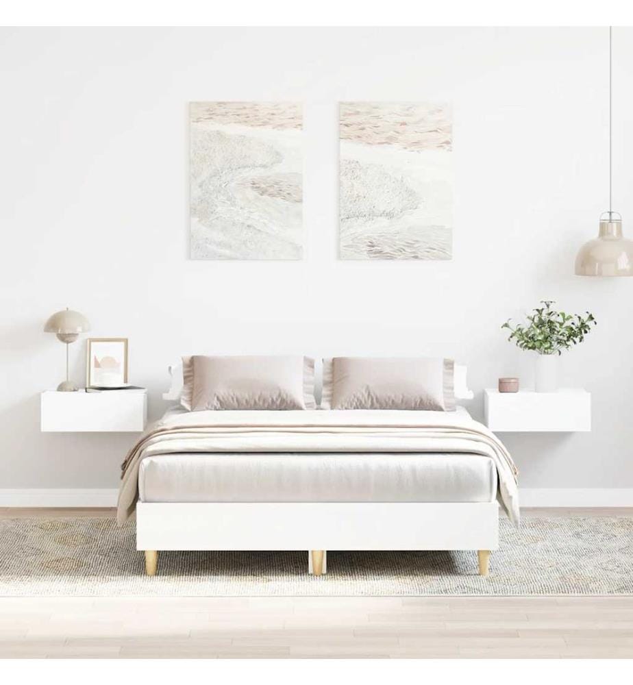 Cadre de lit sans matelas blanc 120x200 cm bois ingénierie