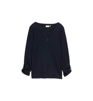 Henley-T-Shirt mit Streifen – Schwarz