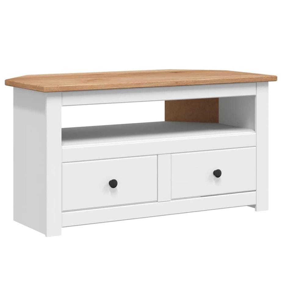 Meuble TV d'angle Blanc 93x49x49 cm Pin Assortiment Panama