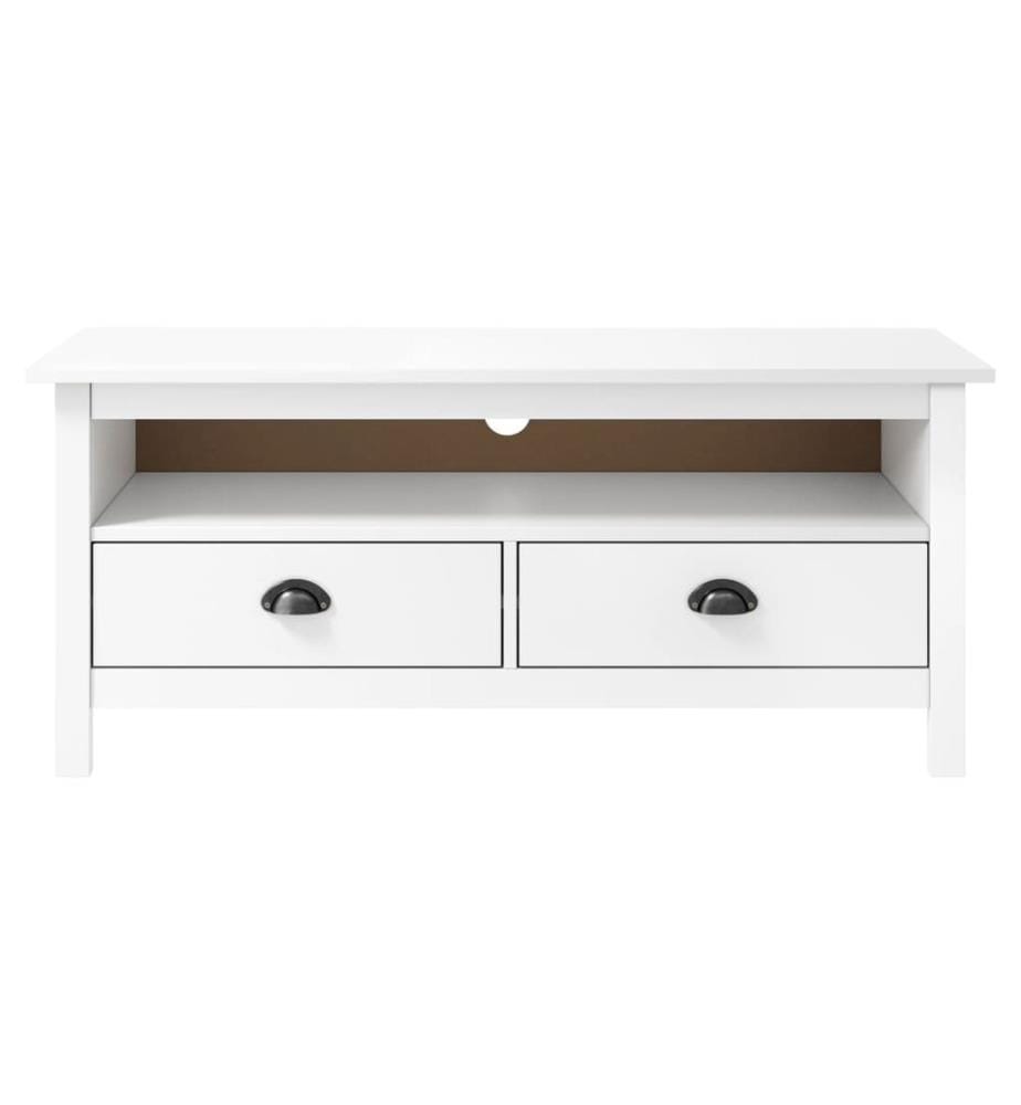 Meuble TV Hill Range Blanc 110x40x47 cm Bois de pin solide