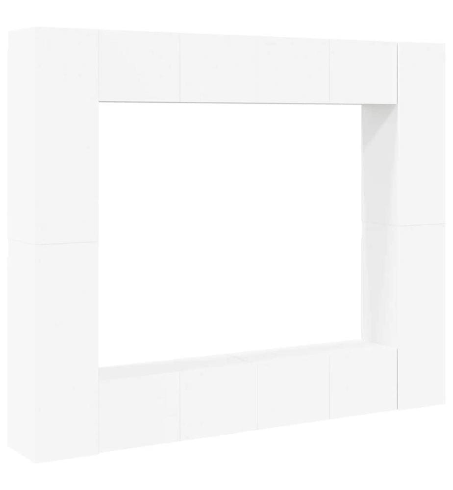 Ensemble de meubles TV 8 pcs Blanc Bois d'ingénierie