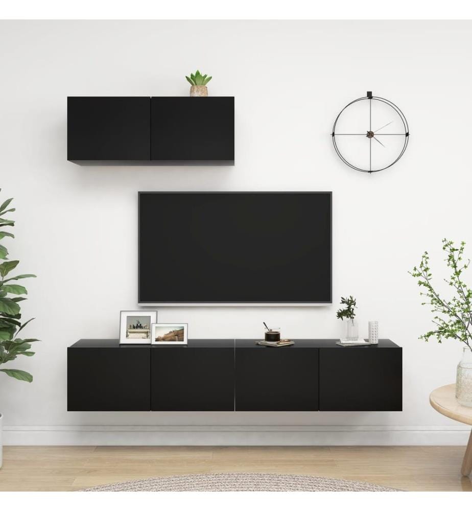Meubles TV 3 pcs Noir Bois d'ingénierie