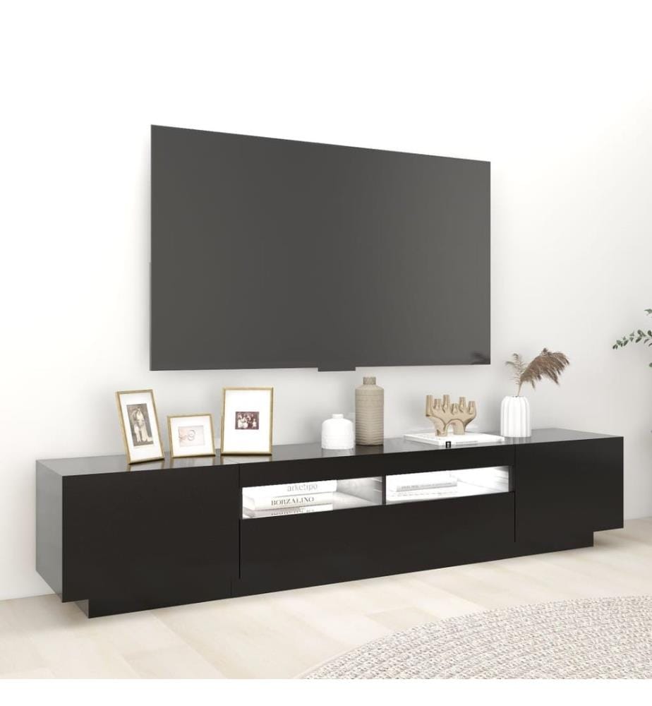 Meuble TV avec lumières LED Noir 200x35x40 cm