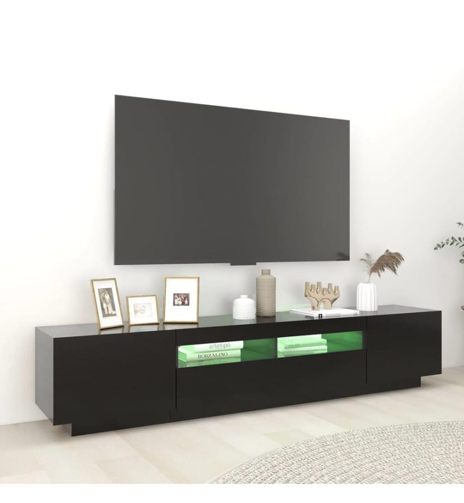 Meuble TV avec lumières LED Noir 200x35x40 cm