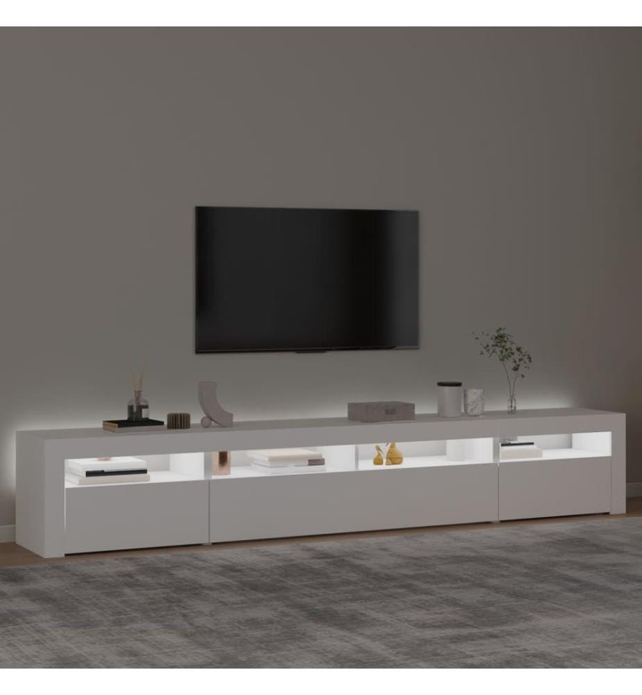 TV-Schrank mit LED-Leuchten Weiss 240x35x40 cm