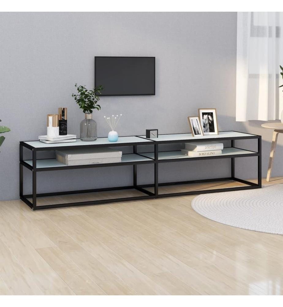 TV-Schrank Weiss Marmor-Optik 180x40x40,5 cm Hartglas