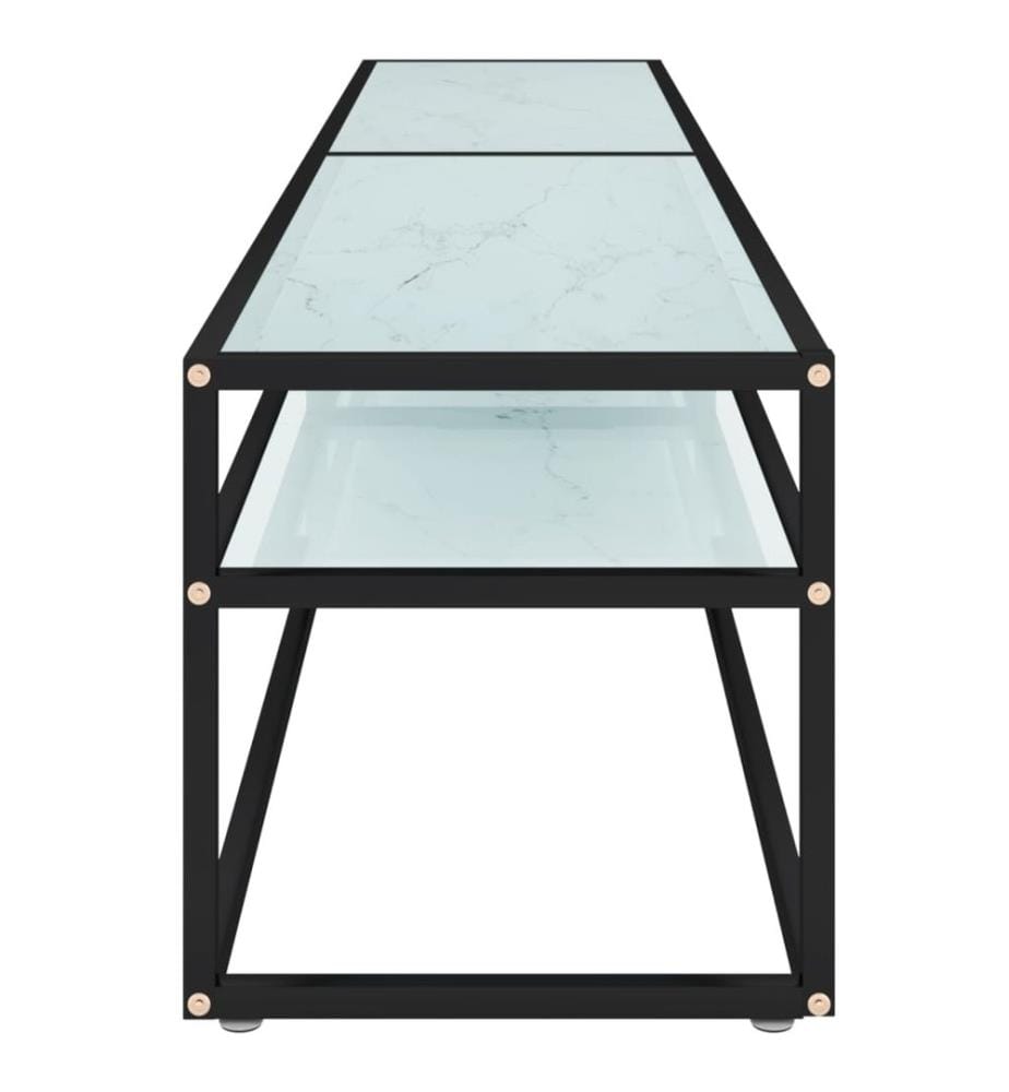 TV-Schrank Weiss Marmor-Optik 200x40x40,5 cm Hartglas