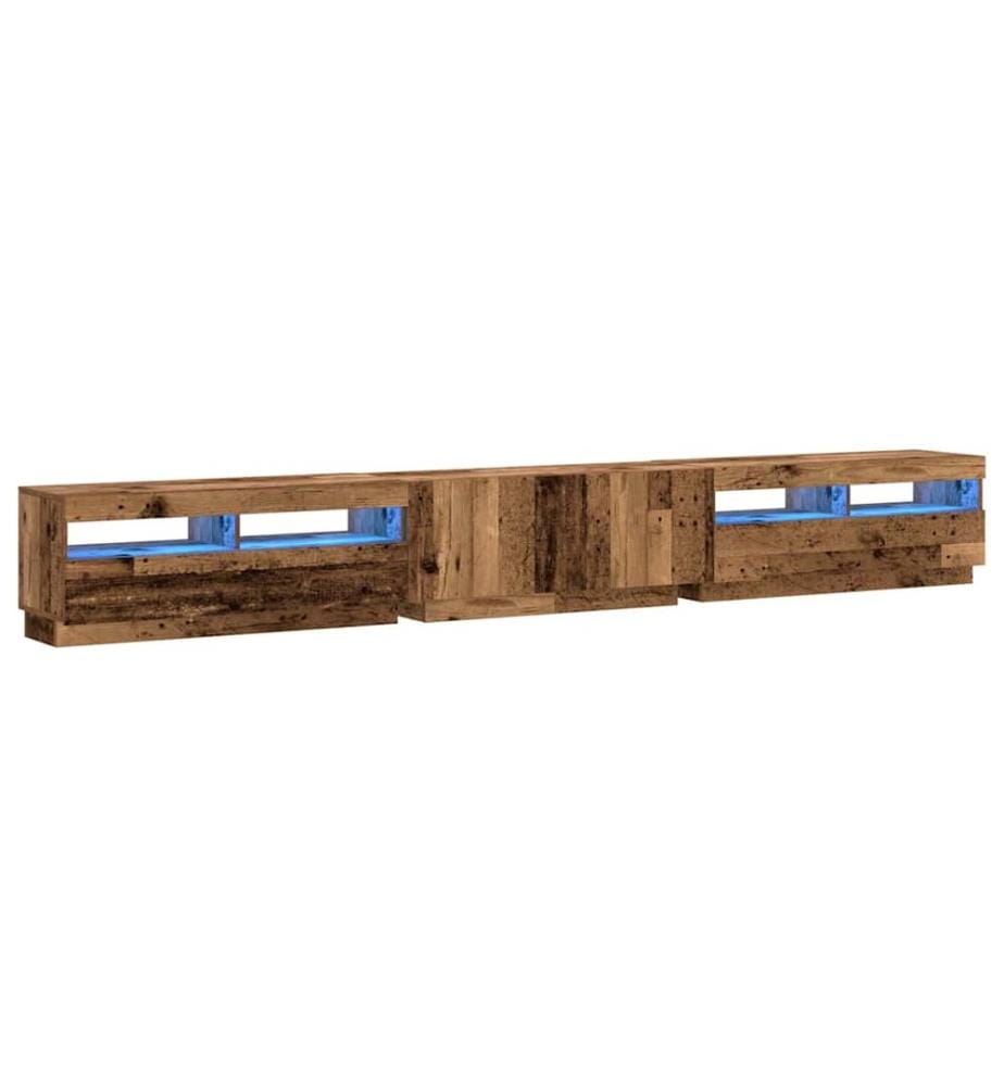 TV-Schrank mit LED-Leuchten Altholz-Optik 300x35x40 cm