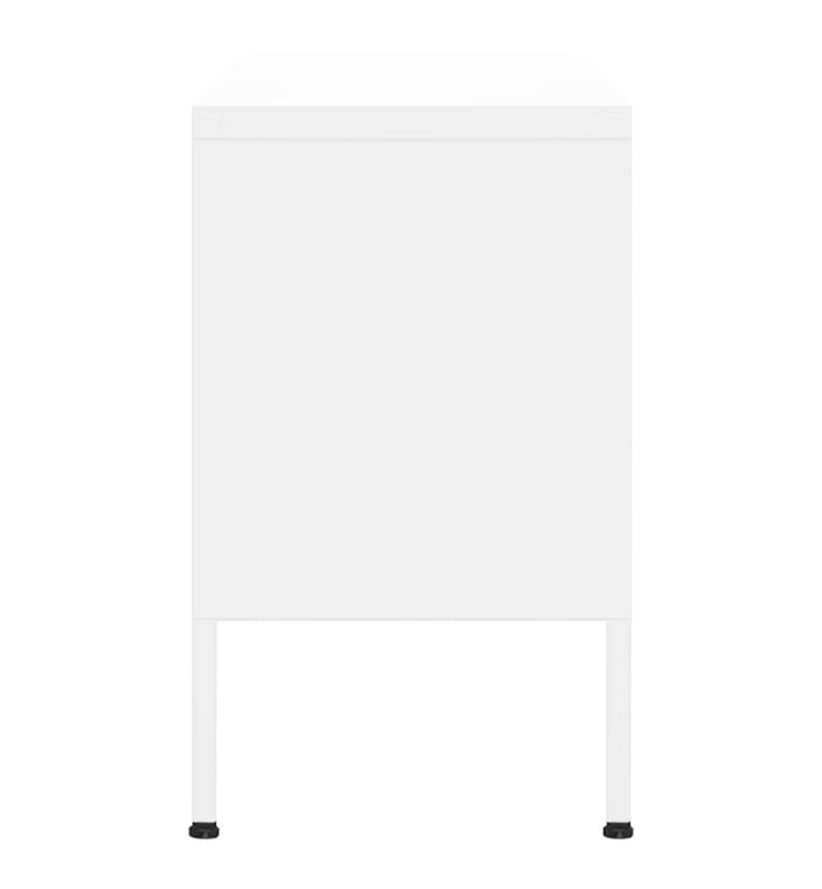 Meuble TV Blanc 105x35x50 cm Acier