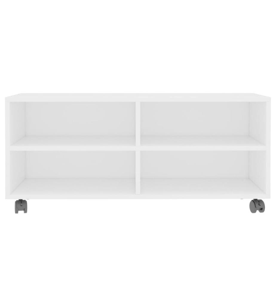 TV-Schrank mit Rollen Weiss 90x35x35 cm Holzwerkstoff