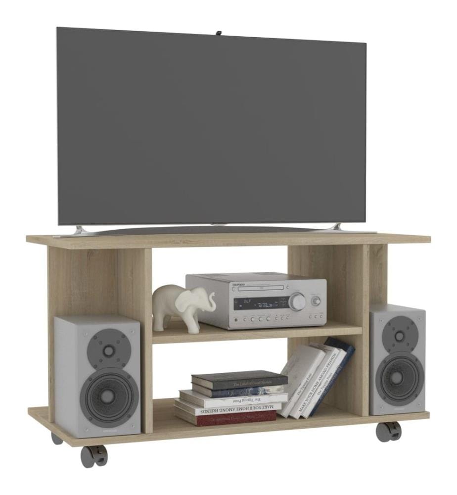 TV-Schrank mit Rollen Sonoma-Eiche 80x40x45 cm Holzwerkstoff