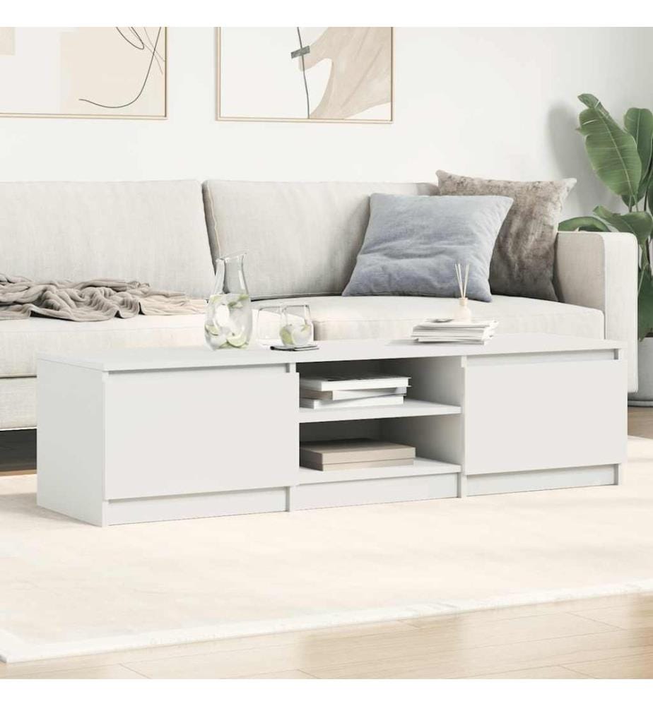 Meuble TV Blanc 140x40x35,5 cm Bois d'ingénierie
