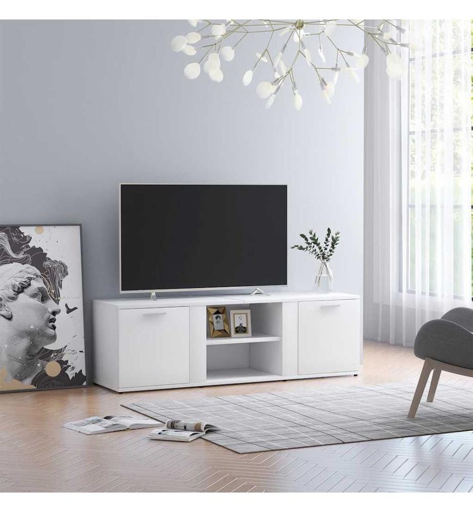 Meuble TV Blanc 120x34x37 cm Bois d'ingénierie