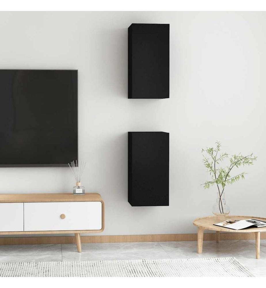 Meubles TV 2 pcs Noir 30,5x30x60 cm Bois d'ingénierie