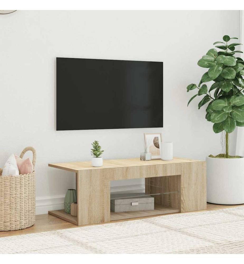 TV-Schrank mit LED-Leuchten Sonoma-Eiche 90x39x30cm