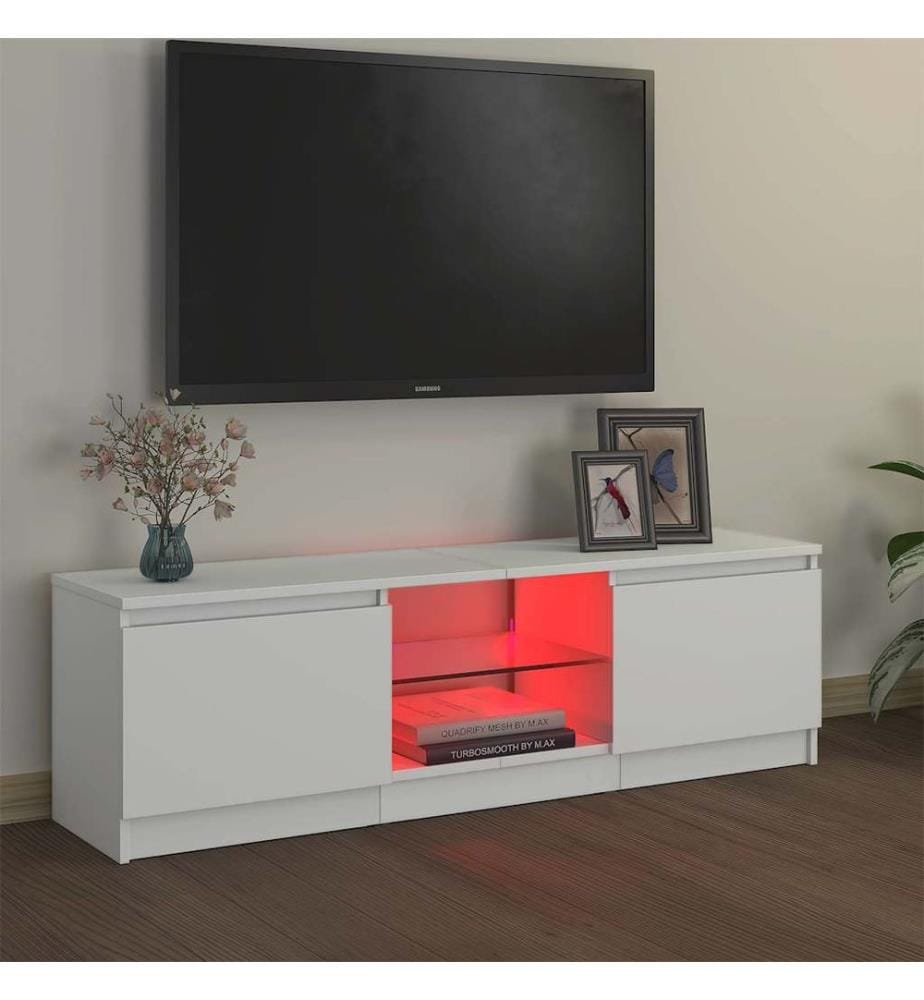 Meuble TV avec lumières LED Blanc 120x30x36 cm
