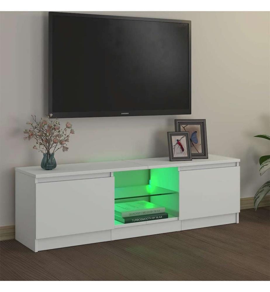 Meuble TV avec lumières LED Blanc 120x30x36 cm
