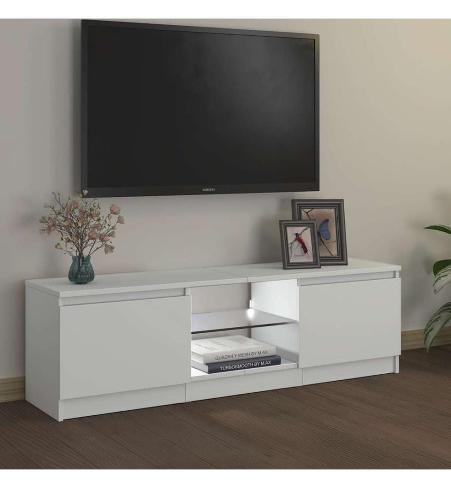 Meuble TV avec lumières LED Blanc 120x30x36 cm