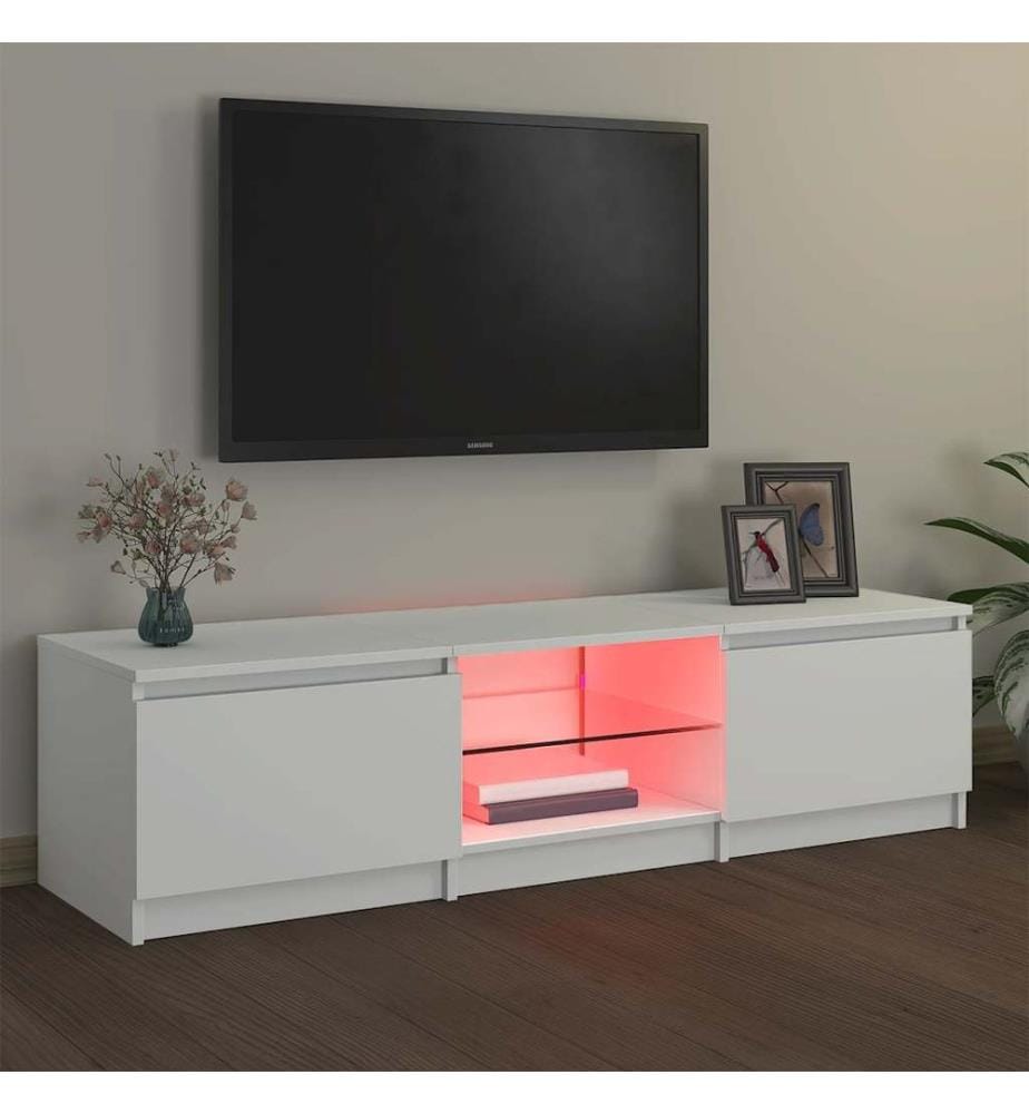 Meuble TV avec lumières LED blanc 140x40x36 cm