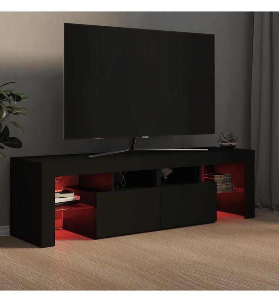 Meuble TV avec lumières LED Noir 140x36,5x40 cm