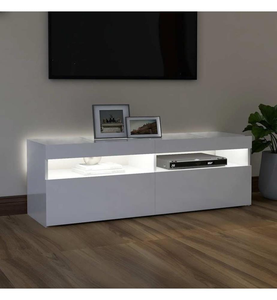 TV-Schrank mit LED-Leuchten Hochglanz-Weiss 120x35x40 cm