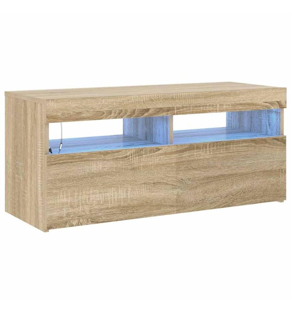 TV-Schrank mit LED-Leuchten Sonoma-Eiche 90x35x40 cm
