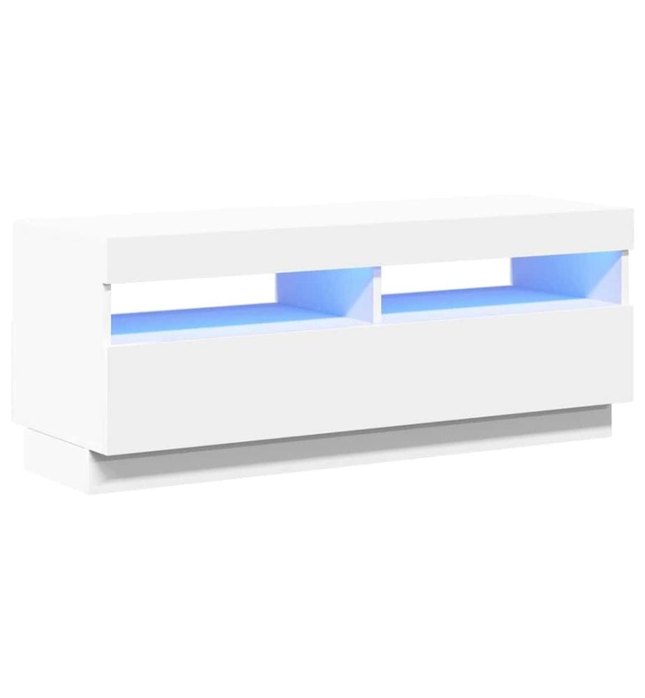 Meuble TV avec lumières LED Blanc 100x35x40 cm