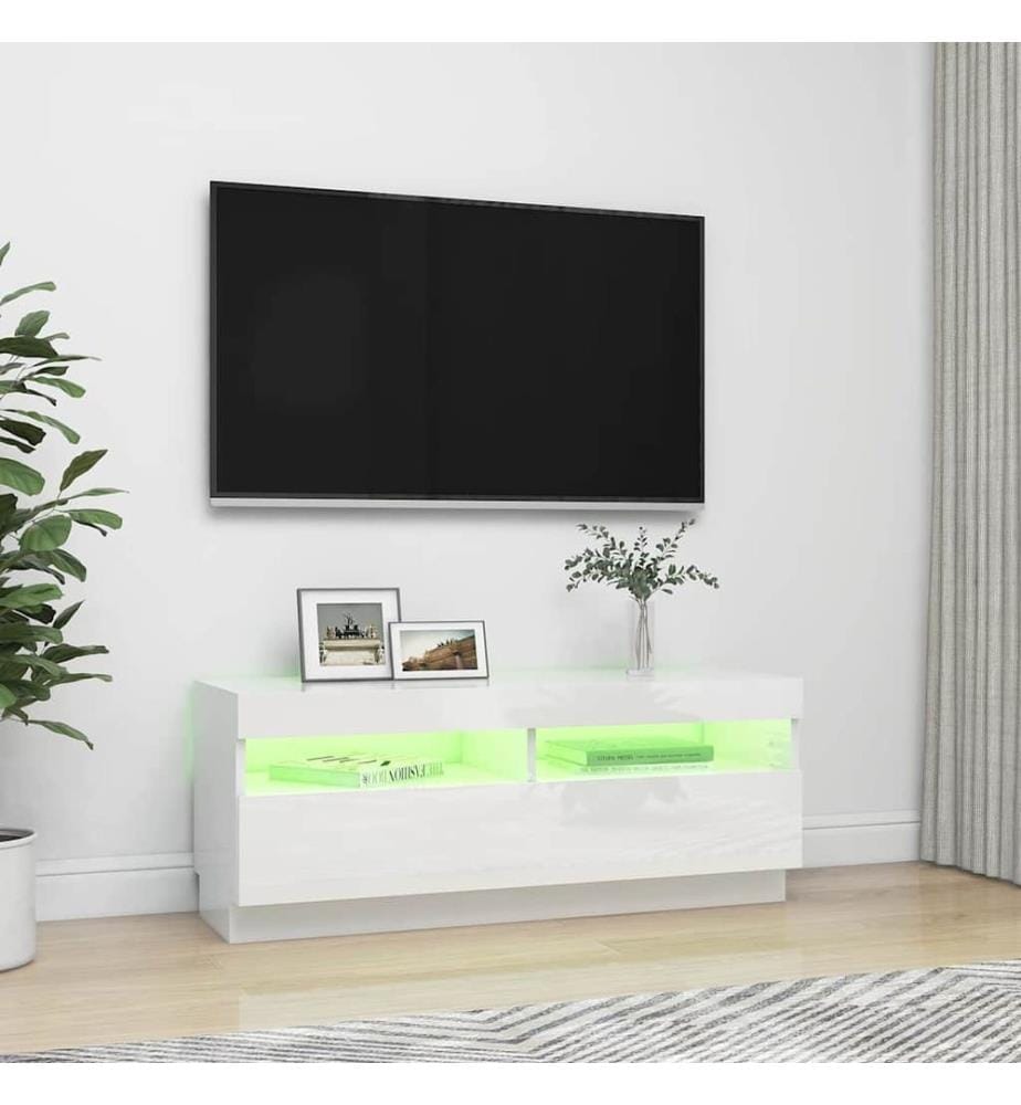 TV-Schrank mit LED-Leuchten Hochglanz-Weiss 100x35x40 cm
