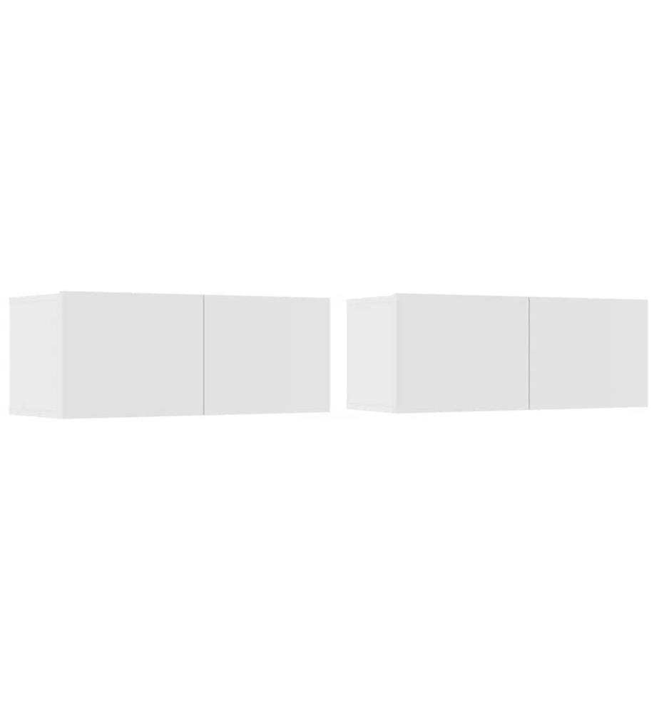Meubles TV 2 pcs blanc 80x30x30 cm bois d'ingénierie