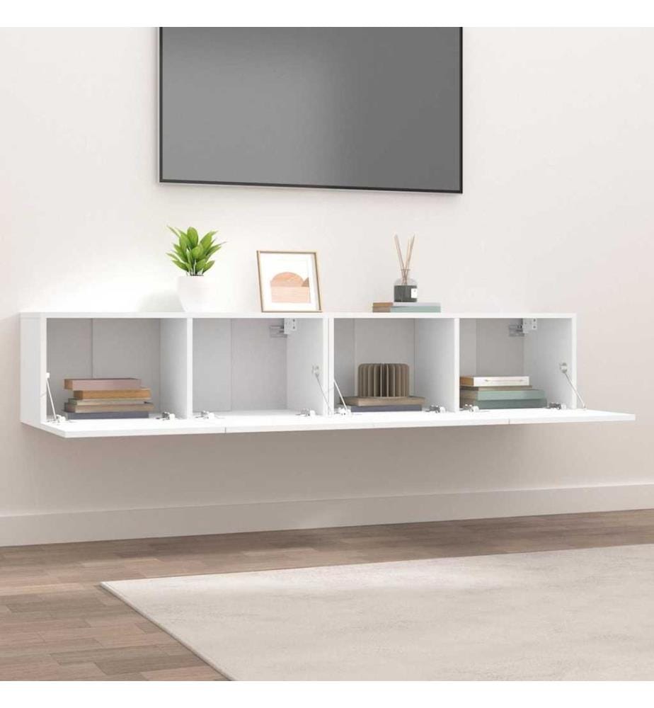 Meubles TV 2 pcs blanc 80x30x30 cm bois d'ingénierie