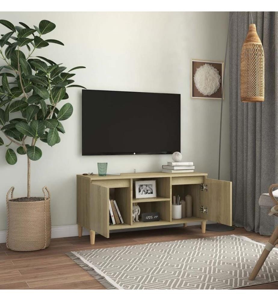 TV-Schrank mit Massivholz-Beinen Sonoma-Eiche 103,5x35x50 cm