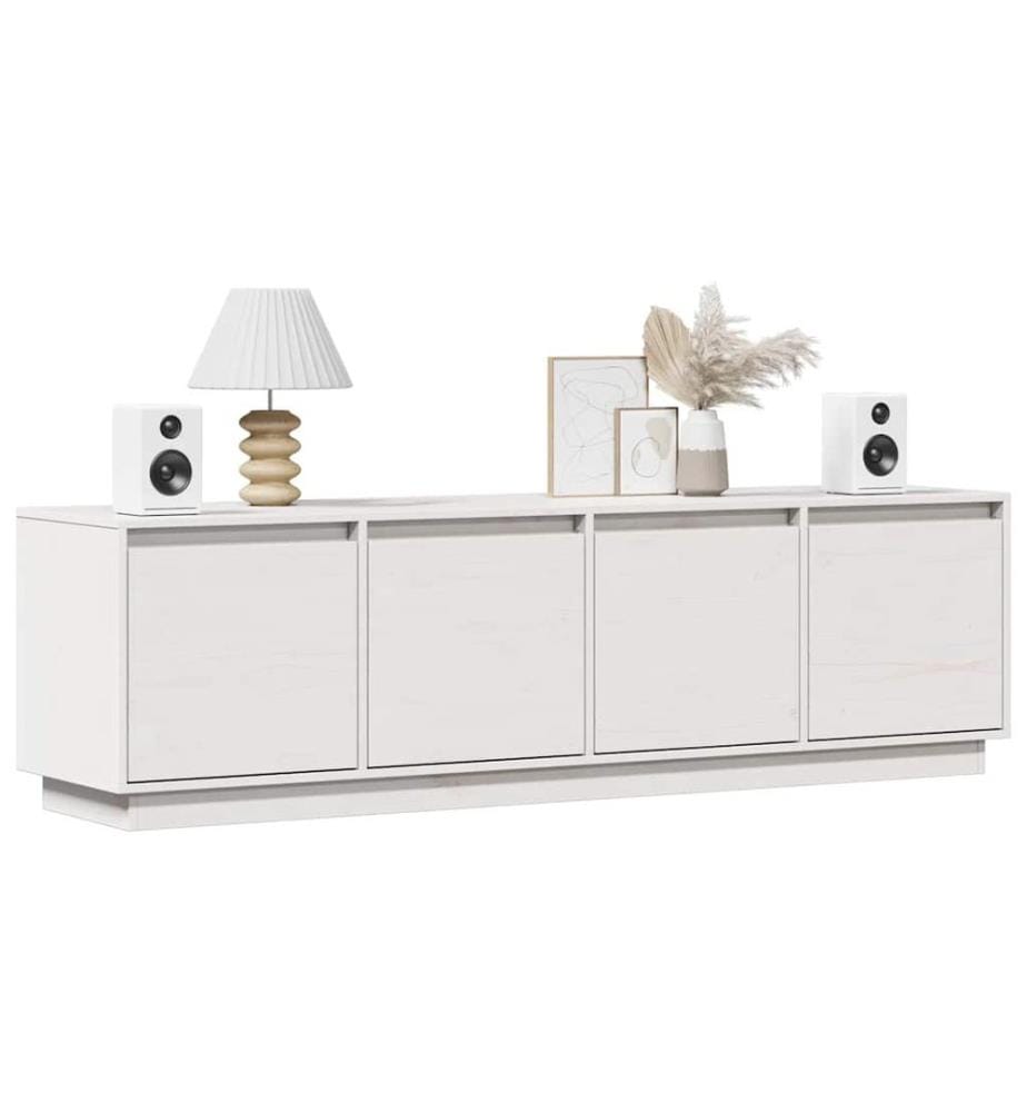 Meuble TV Blanc 156x37x45 cm Bois de pin massif