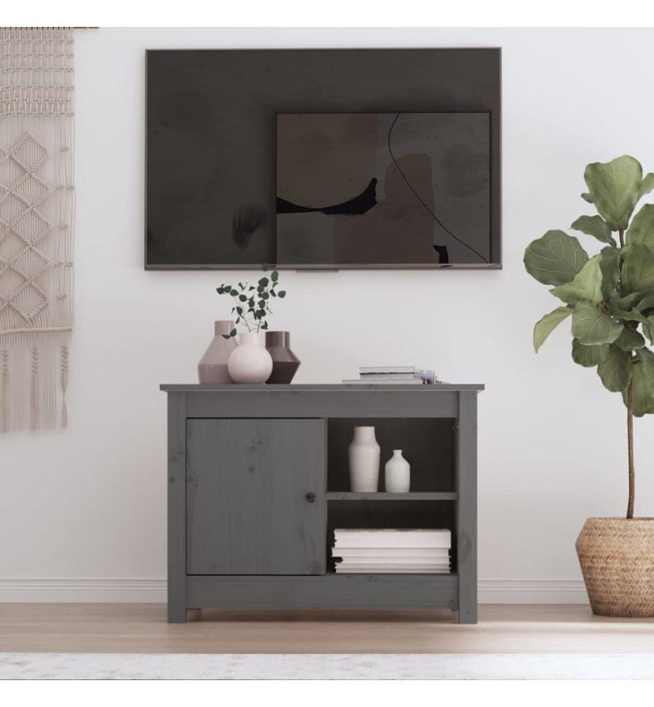 Meuble TV Gris 70x36,5x52 cm Bois de pin massif