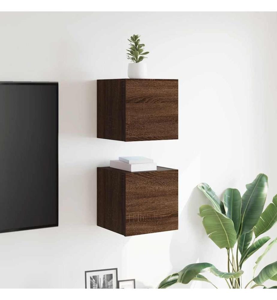 Meubles TV muraux 2 pcs Chêne marron 30,5x30x30 cm