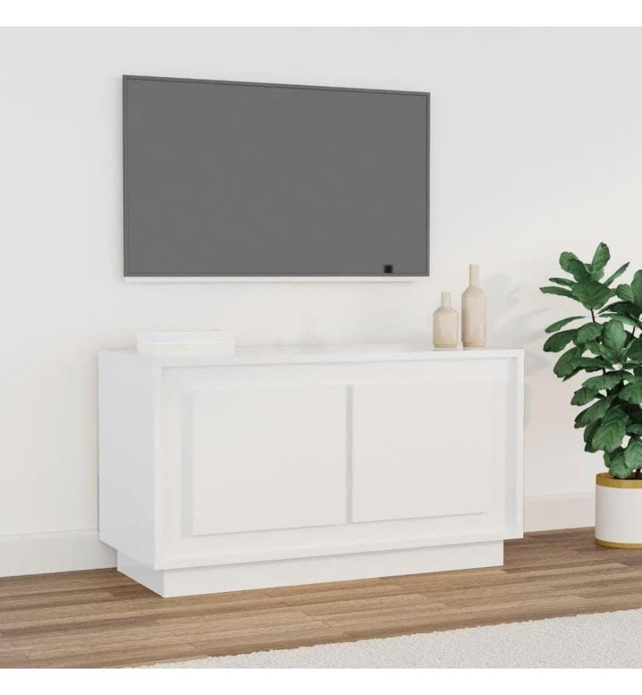 Meuble TV blanc brillant 80x35x45 cm bois d'ingénierie