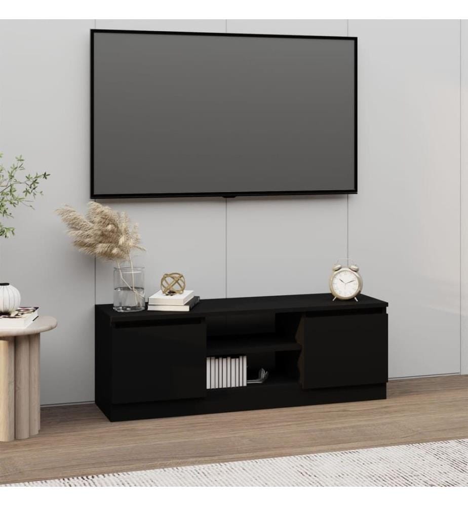 Meuble TV avec porte Noir 102x30x36 cm
