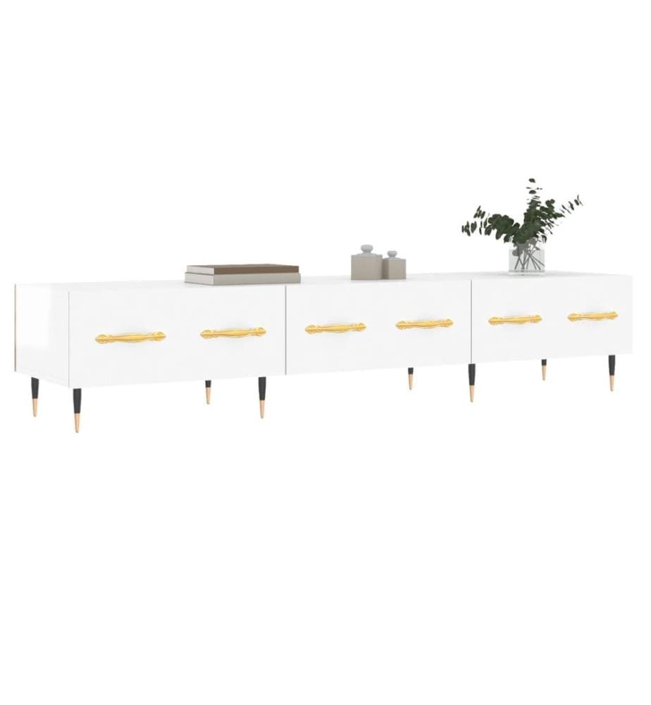 Meuble TV blanc brillant 150x36x30 cm bois d'ingénierie