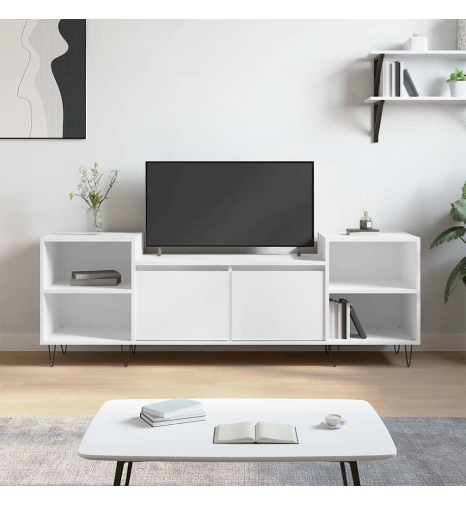 Meuble TV Blanc 160x35x55 cm Bois d'ingénierie