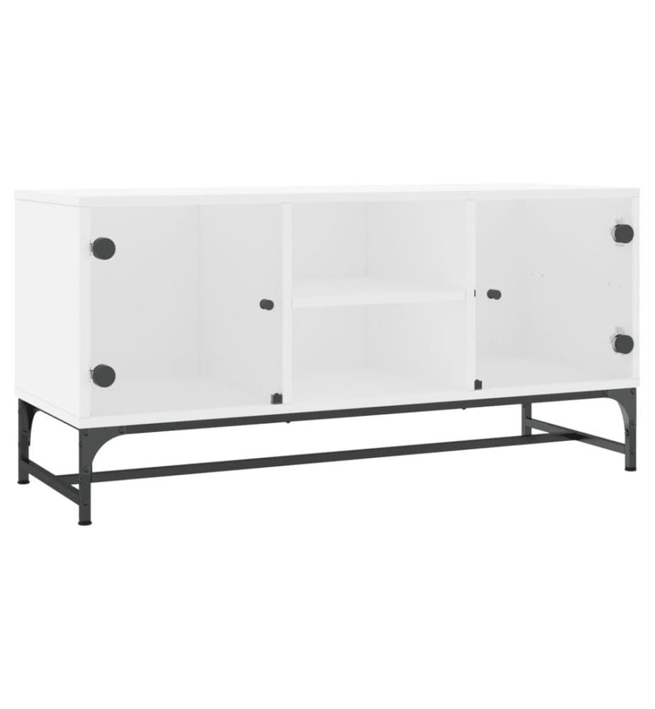 TV-Schrank mit Glastüren Weiss 102x37x50 cm