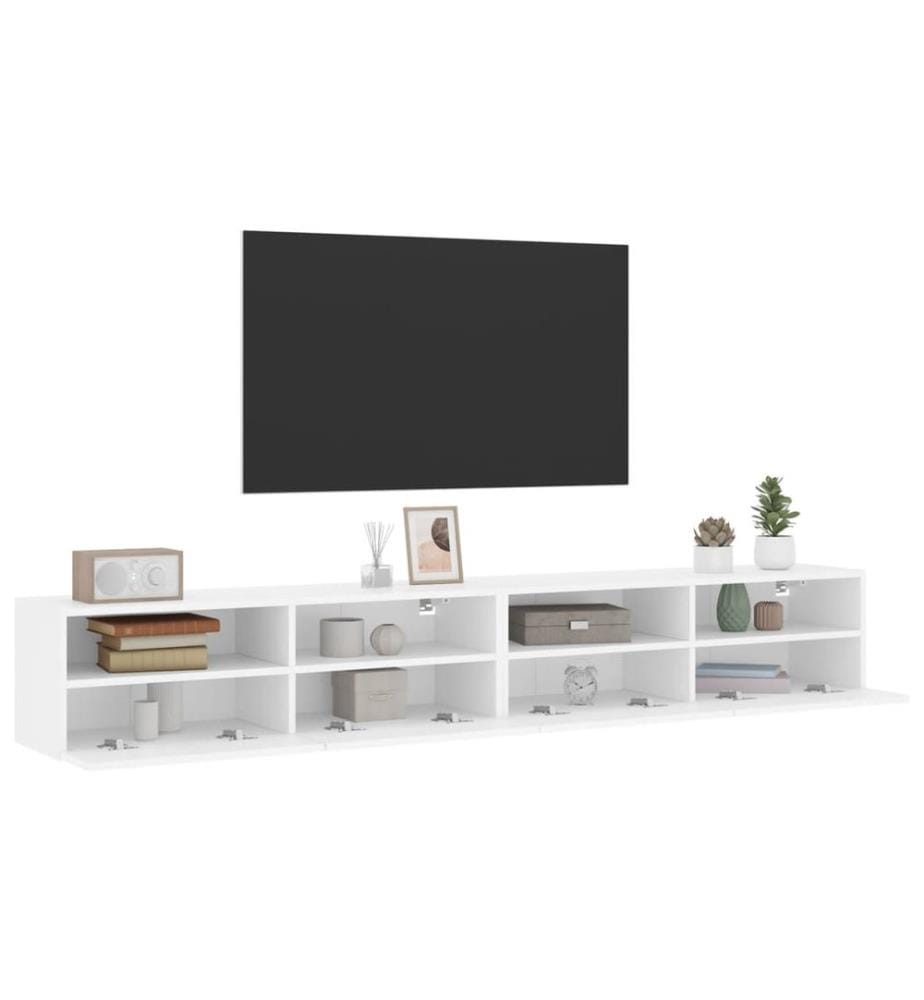 Meubles TV muraux 2 pcs blanc 100x30x30 cm bois d'ingénierie