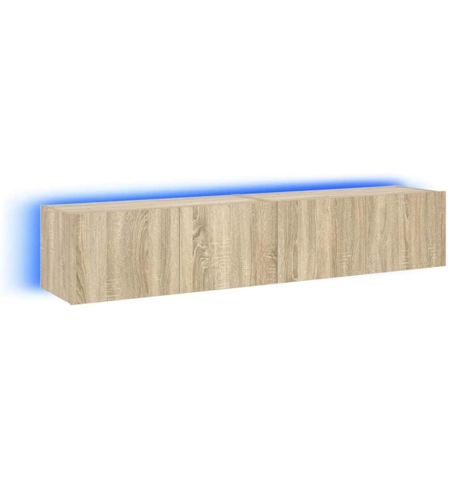 TV-Wandschränke mit LED-Leuchten 2 Stk. Sonoma-Eiche 80x35x31cm