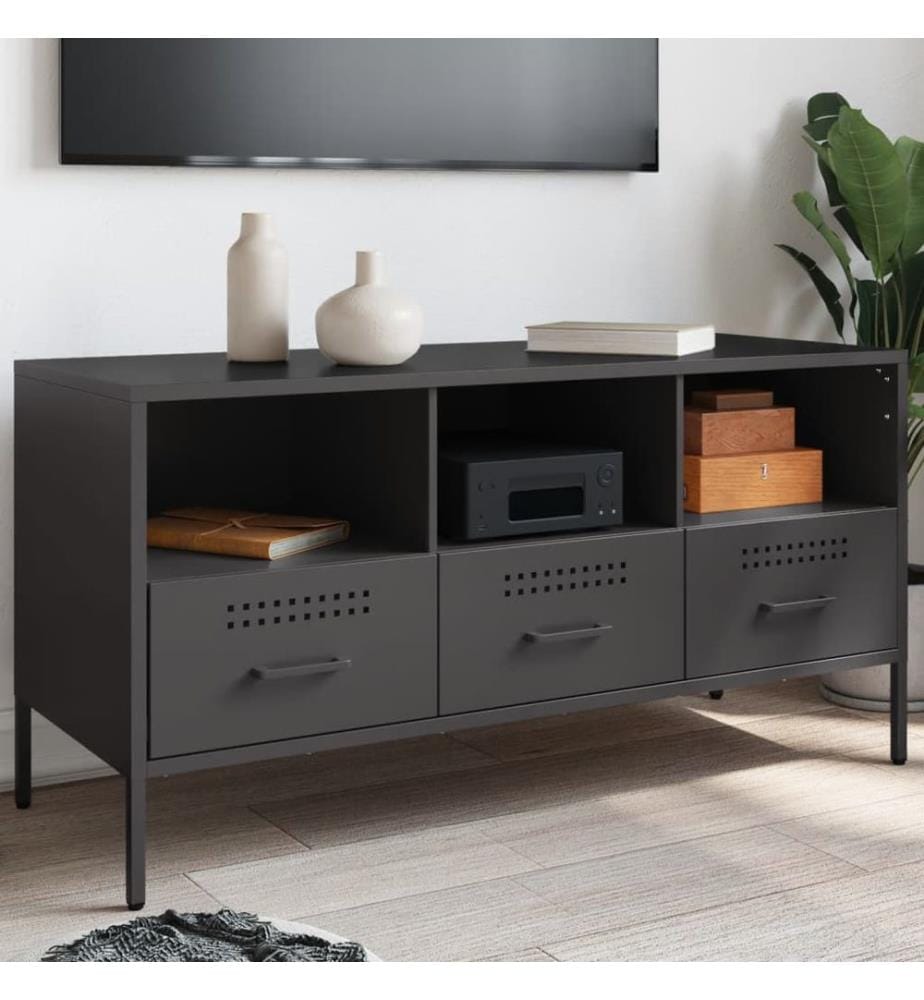 Meuble TV noir 100,5x39x50,5 cm acier