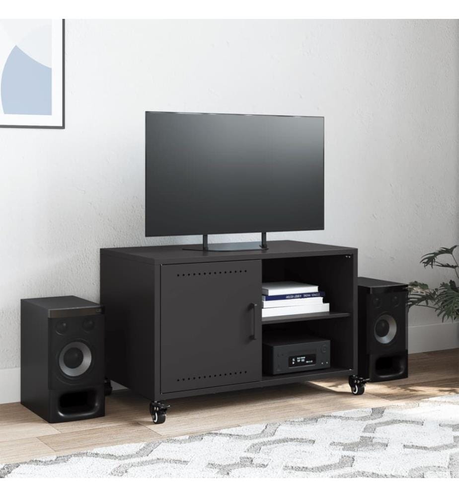 Meuble TV noir 68x39x43,5 cm acier