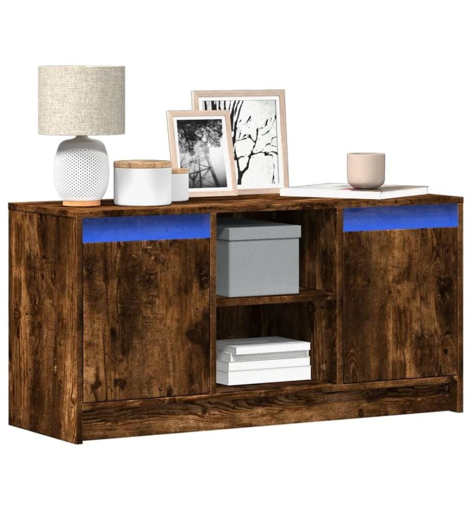 TV-Schrank mit LED-Beleuchtung Räuchereiche 100x34x50 cm